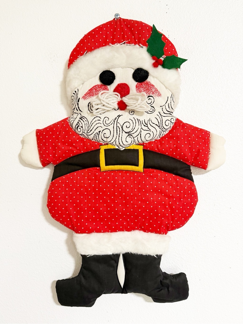 Vintage Plush Wall Hanging Santa 24”